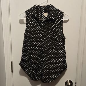 a new day Black and White Polka Dot Blouse
